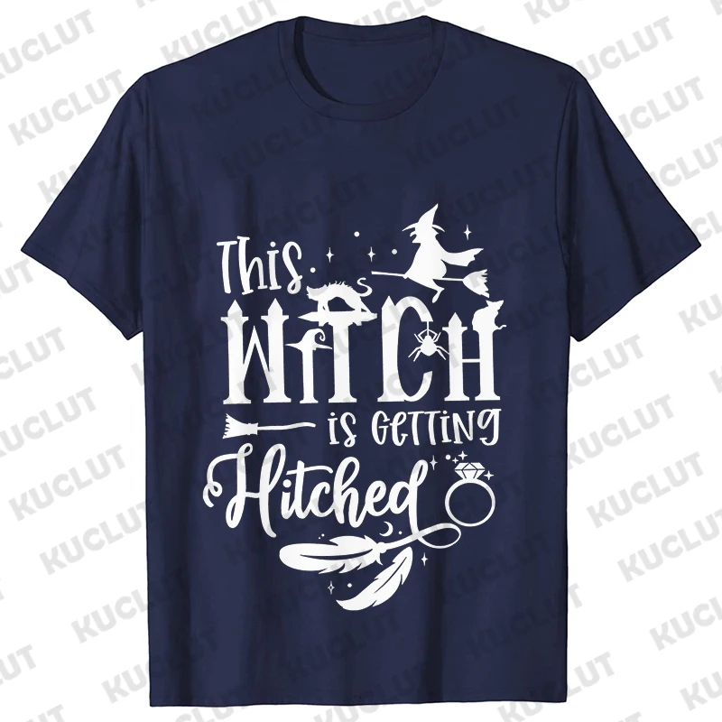 Team Bride Y2k Tops Bridal Shower Wedding Shirt This Witch Is Getting Hitched Lit T-Shirt Halloween Bachelorette Party EVJF Tees