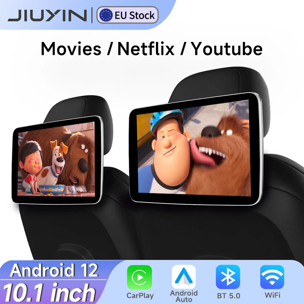 Moniteur d'appui-tête de voiture 10.1 pouces, écran TV IPS sans fil Carplay/Android Auto pour écran de siège arrière de voiture, écran de lecteur vidéo 1