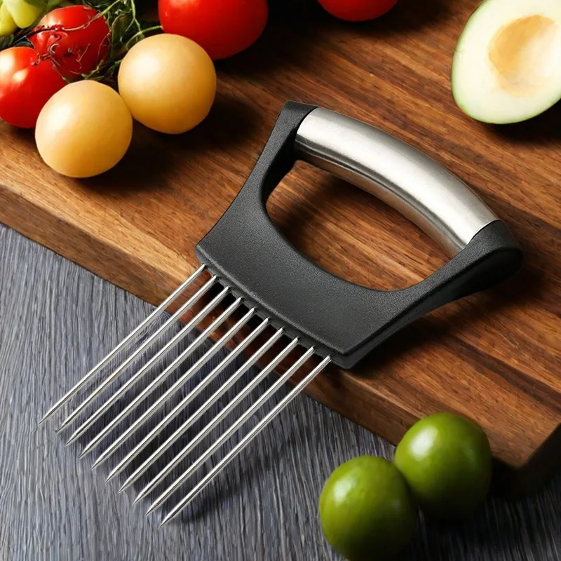 Stainless Steel Onion Cutter Holder Cutting Holder Kitchen Accessorie Tool Fruit and Vegetable Slicing Tool Gadgets For Home