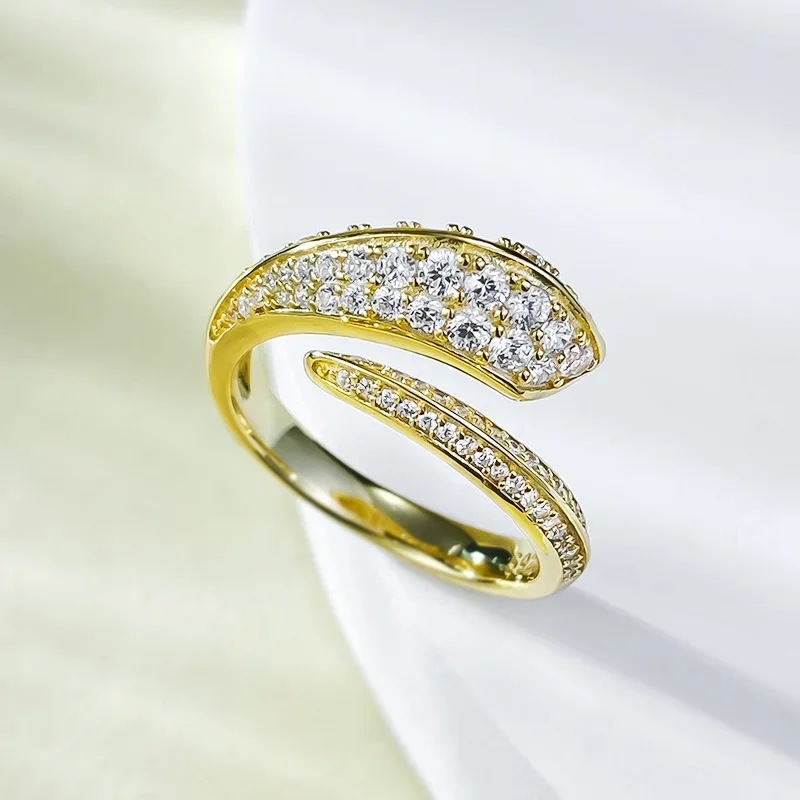 

Серебряное кольцо S925 пробы, инкрустированное цирконием в форме холодного ветра и змеи, простое модное универсальное Открытое кольцо, бутиковое ювелирное изделие для женщин