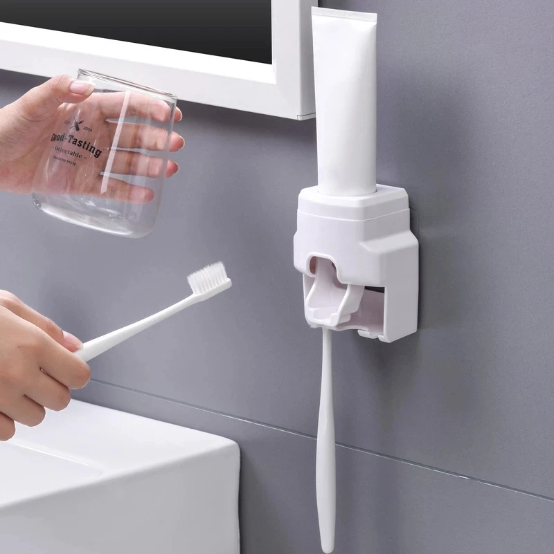 WIKHOSTAR Wall Mount Automatic Toothpaste Dispenser Toothpaste Squeezer Bathroom Accessories Creative Lazy Dispenser toothpaste squeezer toothpaste dispenser