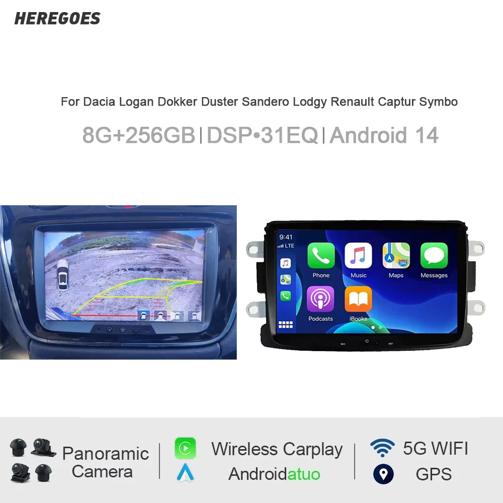 Android 14 8G + 128G IPS Auto Player multimedia GPS WIFI auto radio Für Dacia Logan Dokker Duster sandero Lodgy Renault Captur Symbo