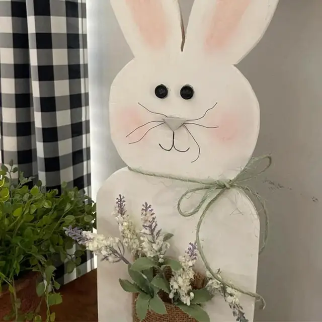 Fehér Fa Húsvéti Nyúl Dekoráció Otthoni Nyuszi Jelzőház Tavaszi Parti Középpont Parasztház - Image 4