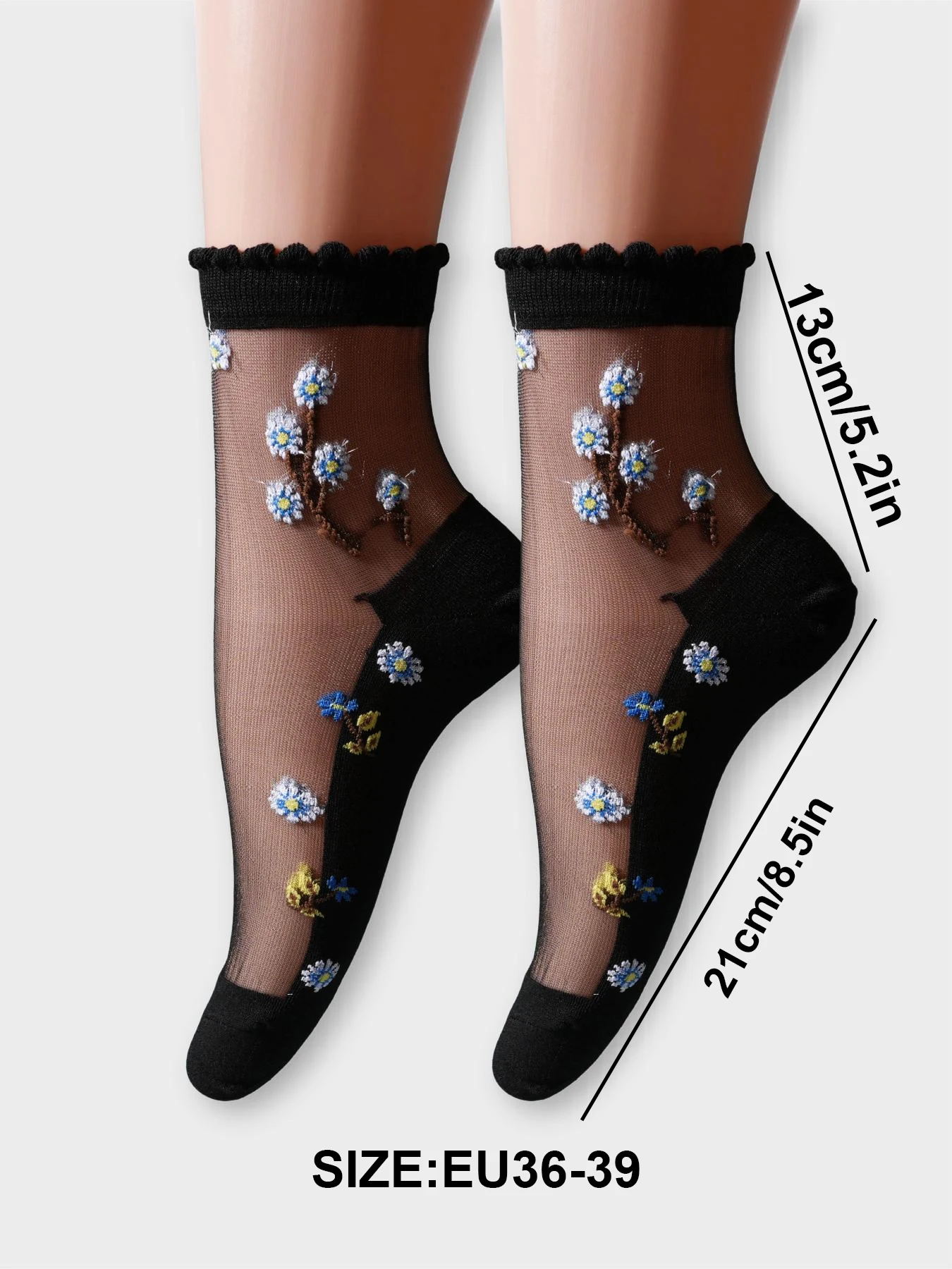 Floral Socks 5 Pairs Mesh Print Mid Tube Women's Stockings