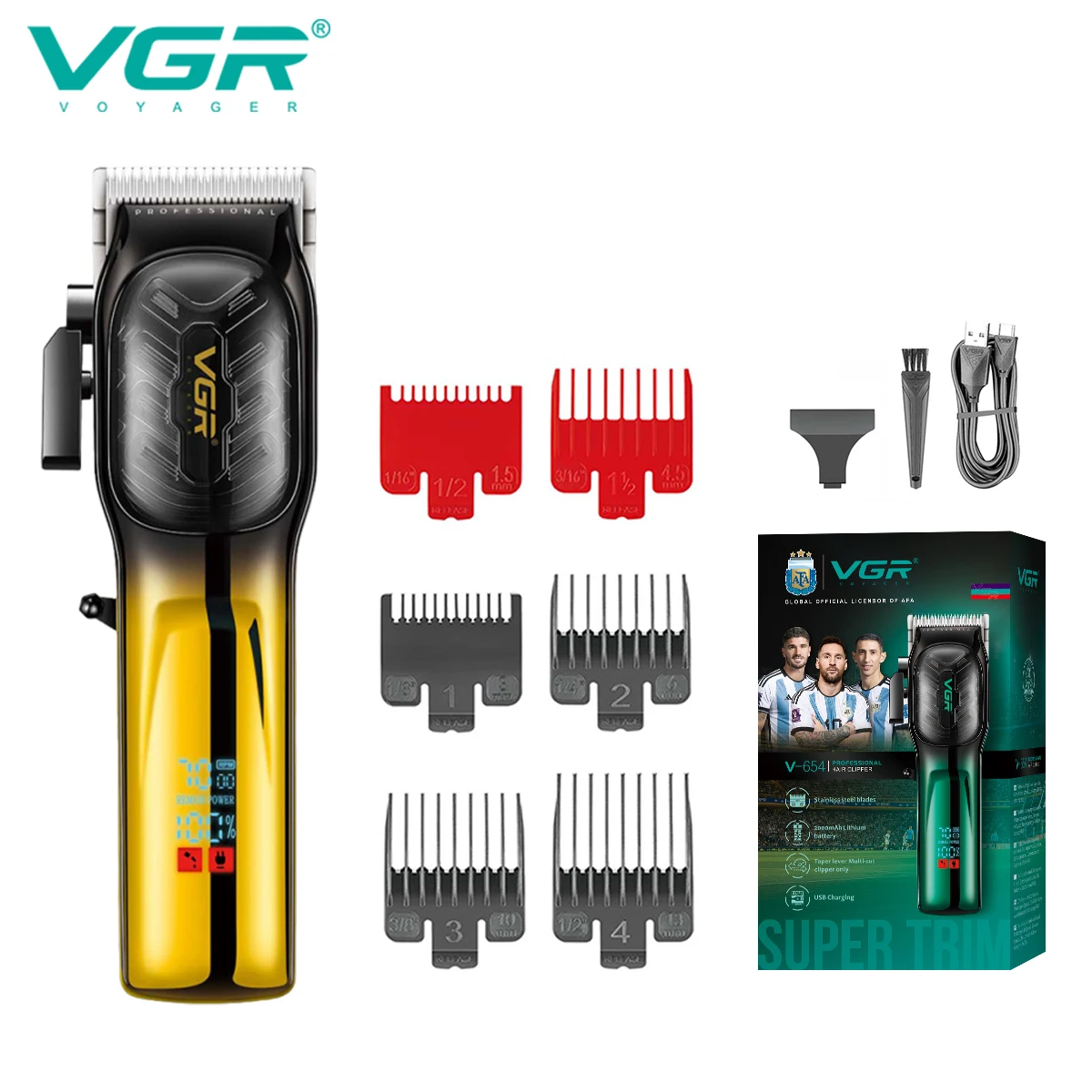 VGR 654 ماكينة تشذيب الشعر الاحترافية USB ماكينة ق...