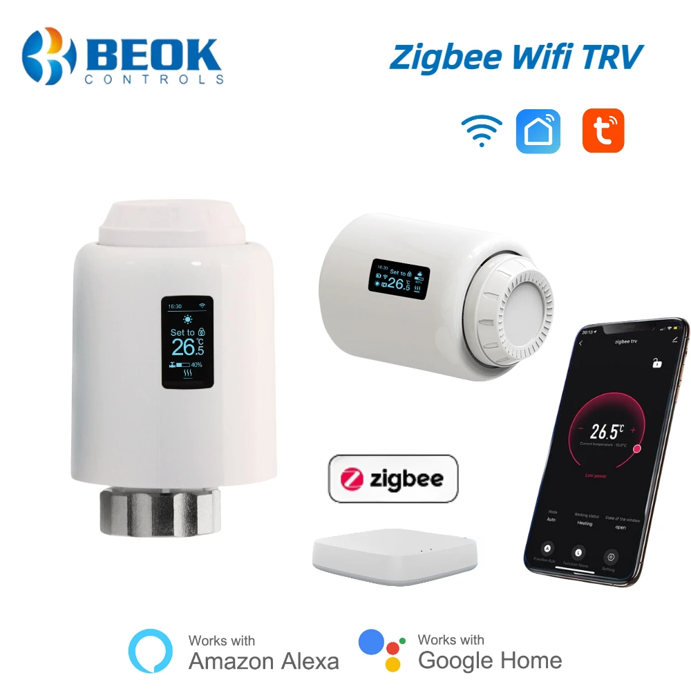 

Термостат-радиатор Beok Tuya Zigbee, программируемый контроллер температуры с Wi-Fi управлением через Google Home Alexa