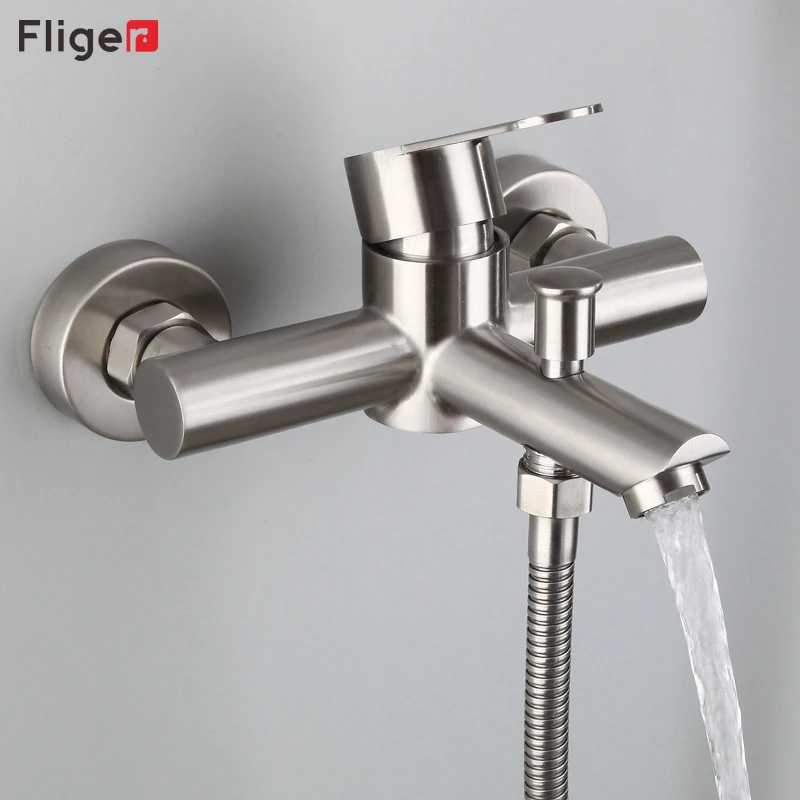 

Fliger Stainless Steel Bathtub Faucet Shower Faucent Bathroom Faucets Waterfall Wall Bathroom Shower Sistem Shower Set