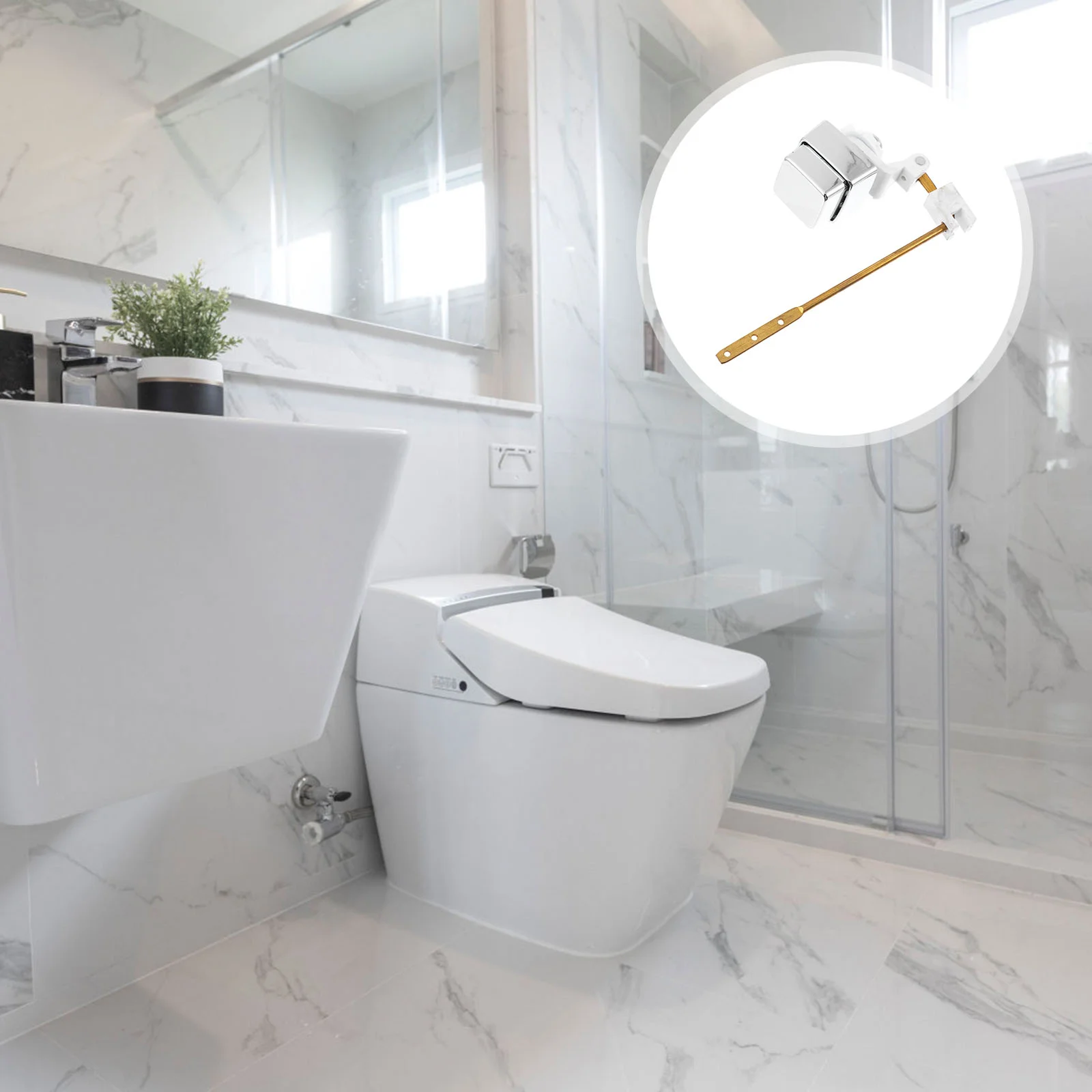 

1Pc Durable Toilet Flush Toilet Tank Flush Lever Accessory (Silver)