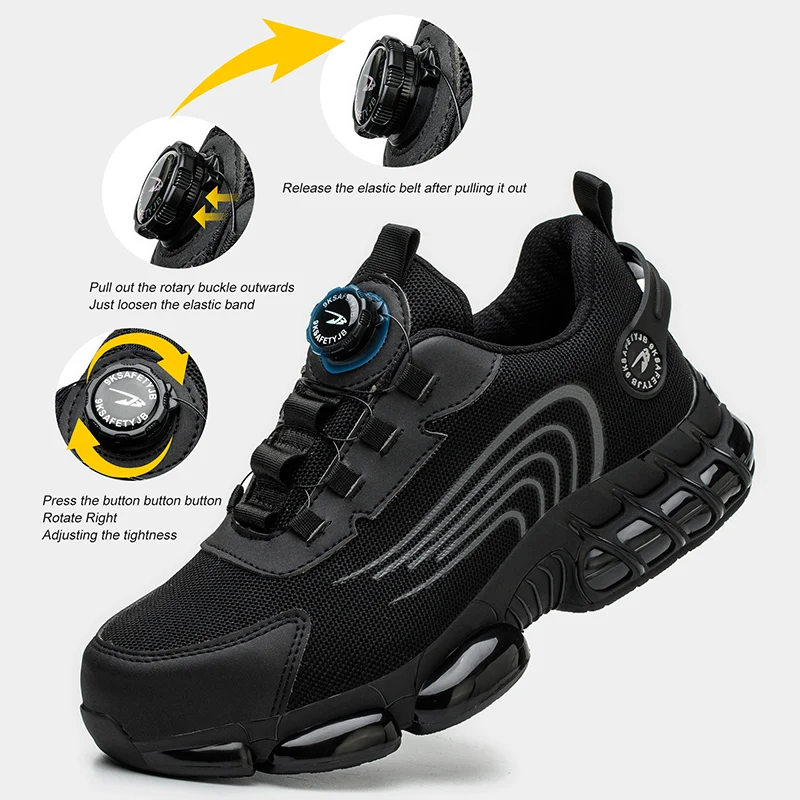 Waliantile Lace Free Men Safety Shoes Sneakers For Industrial Working Boots Puncture Proof Steel Toe Indestructible Work Shoes,safety shoes,men shoes