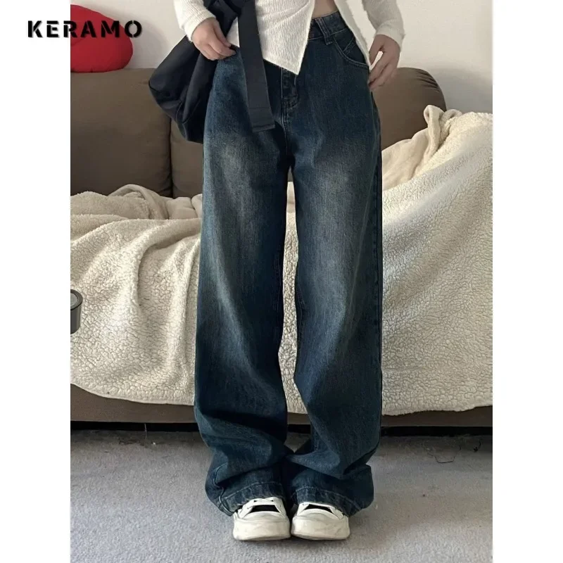 Mono Vaquero Holgado Para Mujer - Corte Ancho, Elástico, Estilo Y2K Cómodo Y Elegante