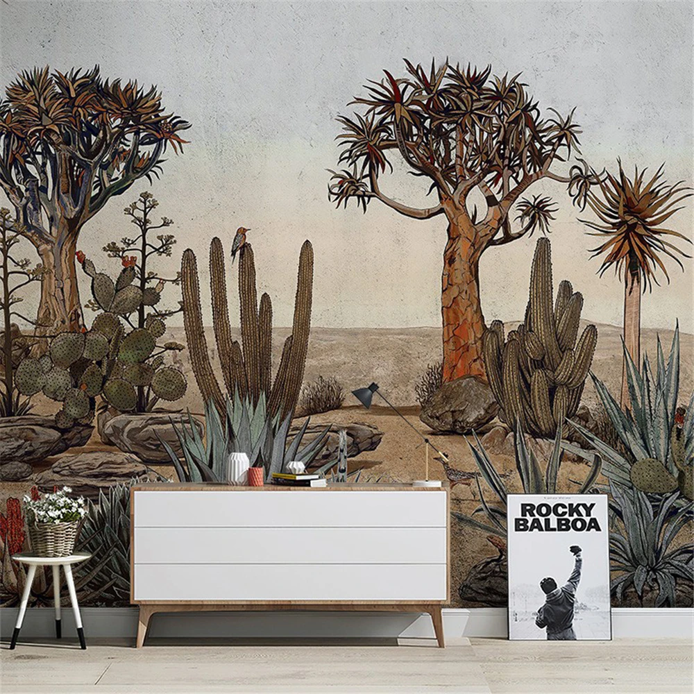 Custom Cactus Desert Landscape Wallpaper Mural Americano Papel de Parede Retro Sala de Estar Sofá Fundo Restaurante Hotel Decoração