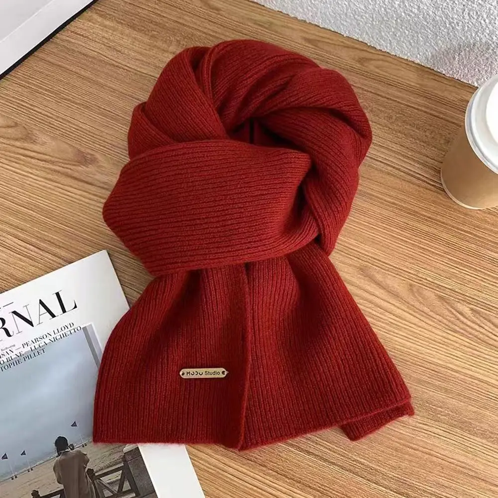 Winter Warm Solid Color Cross Scarf High Quality Woolen Knit Scarf Thicken Neckerchief Neck Guard Shawl Neck Scarf Neck Warmer