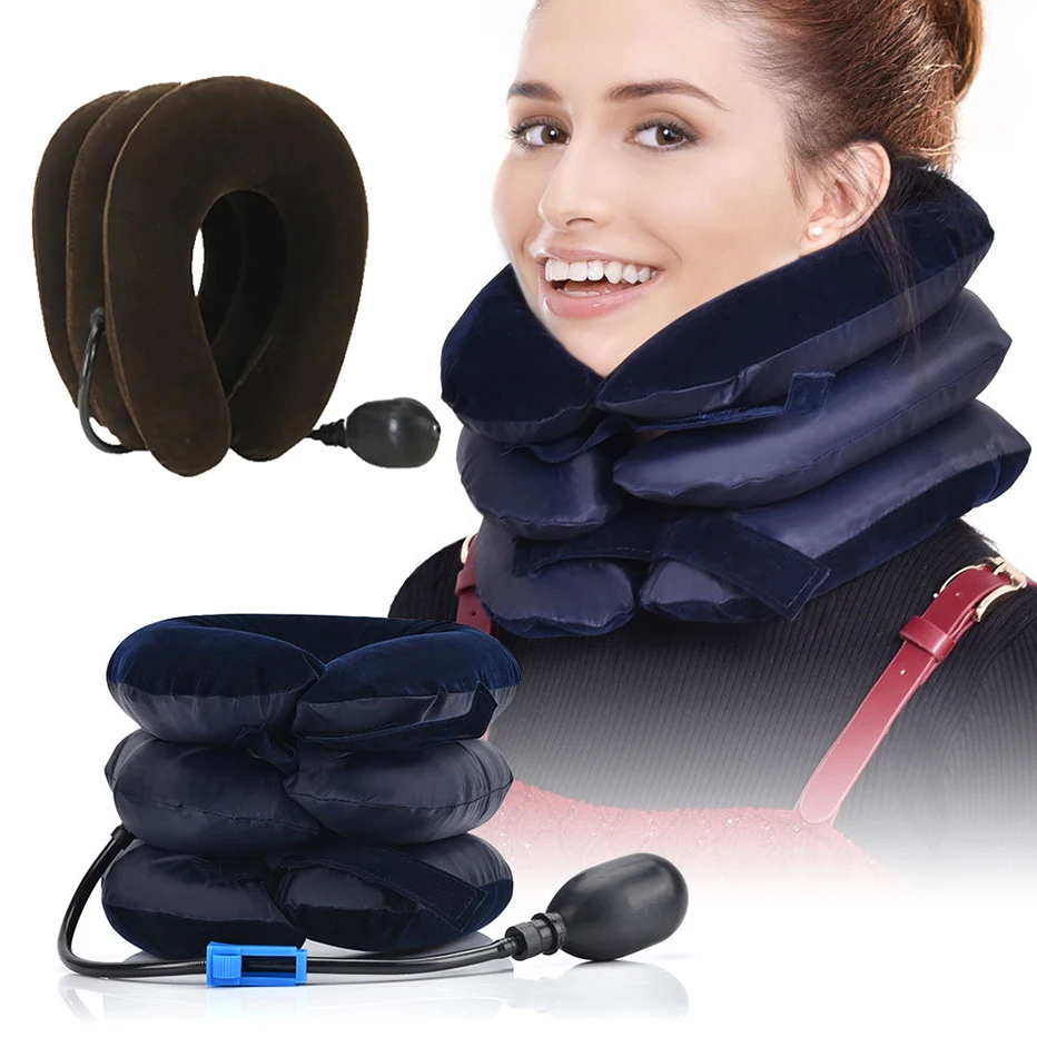 U Shape Inflatable Pillow Travel Airplane Neck Pillow Soft Cervical Massage Pillow Car Head Neck Rest Air Cushion - Essential travel items