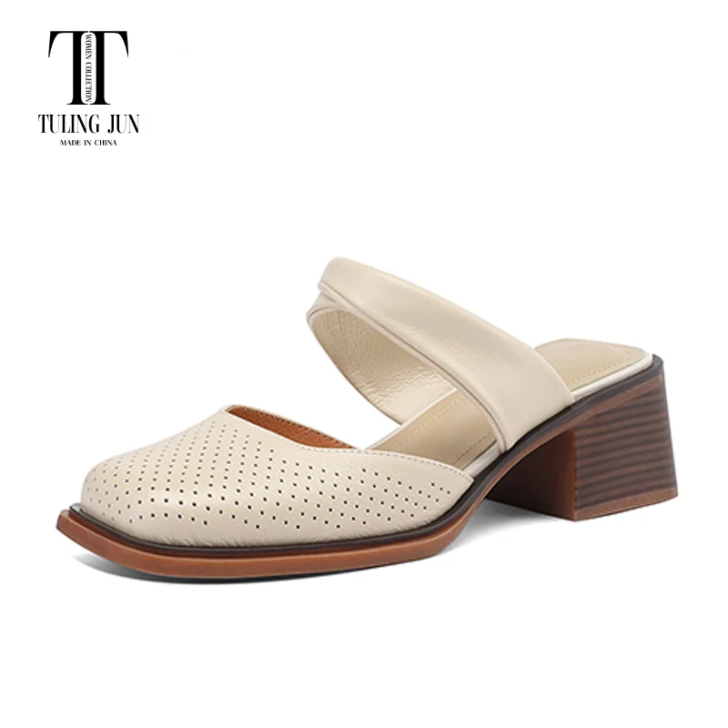 

TULING JUN 2023 Summer Ladies Sandals Square Head High Heel Modern Slippers Soft Breathable Comfortable Shoes For Women AS1202