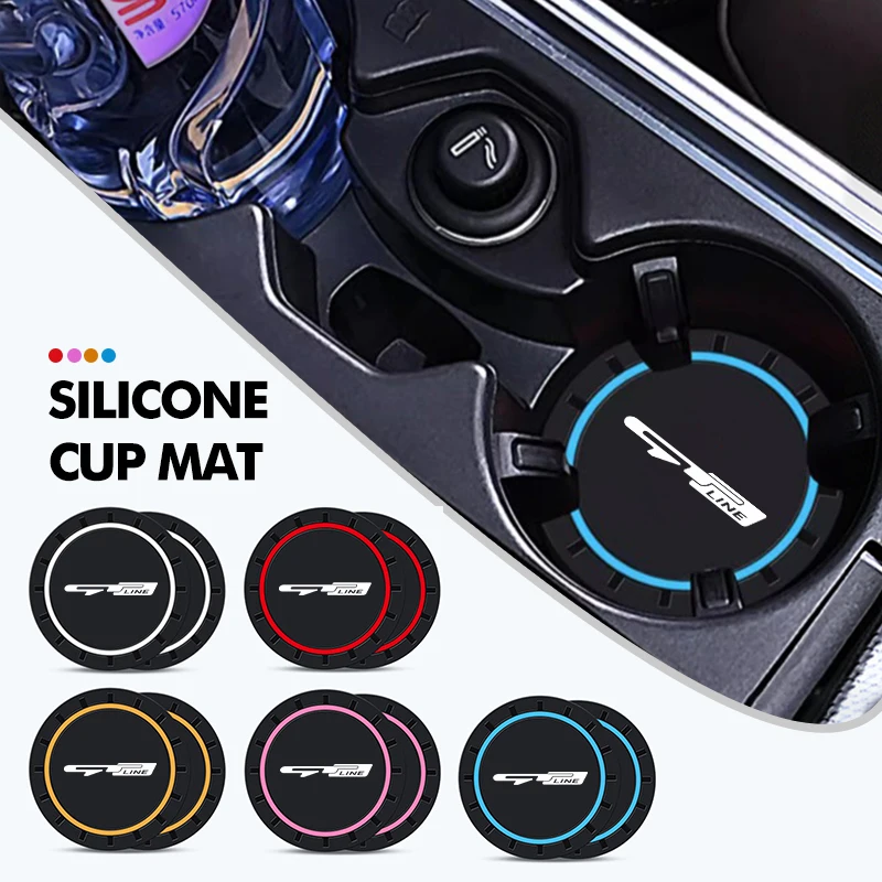 Car Silicone Coaster Water Cup Anti-slip Mat Accessories KIA Rio K5 K2 Sportage Ceed Sorento Picanto Stinger Soul 2pcs cup holder coasters,car coaster pads