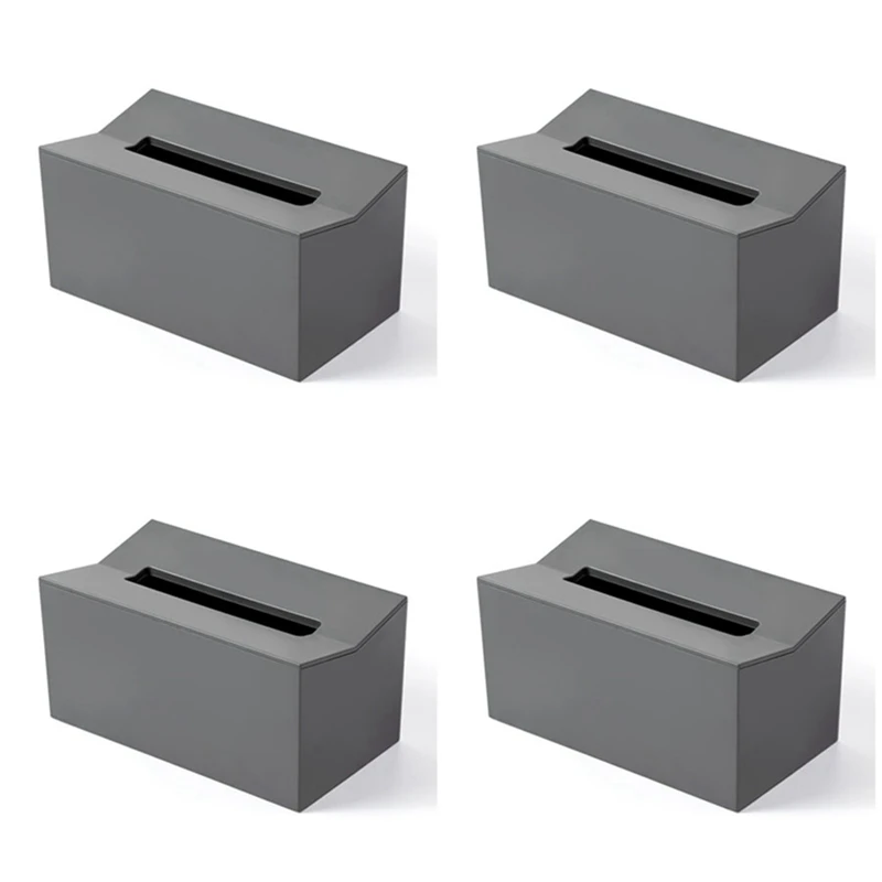 

4X Kitchen Tissue Box Cover Napkin Holder For Paper Towels Box For Napkins Tissue Dispenser Wall Mounted Container Gray