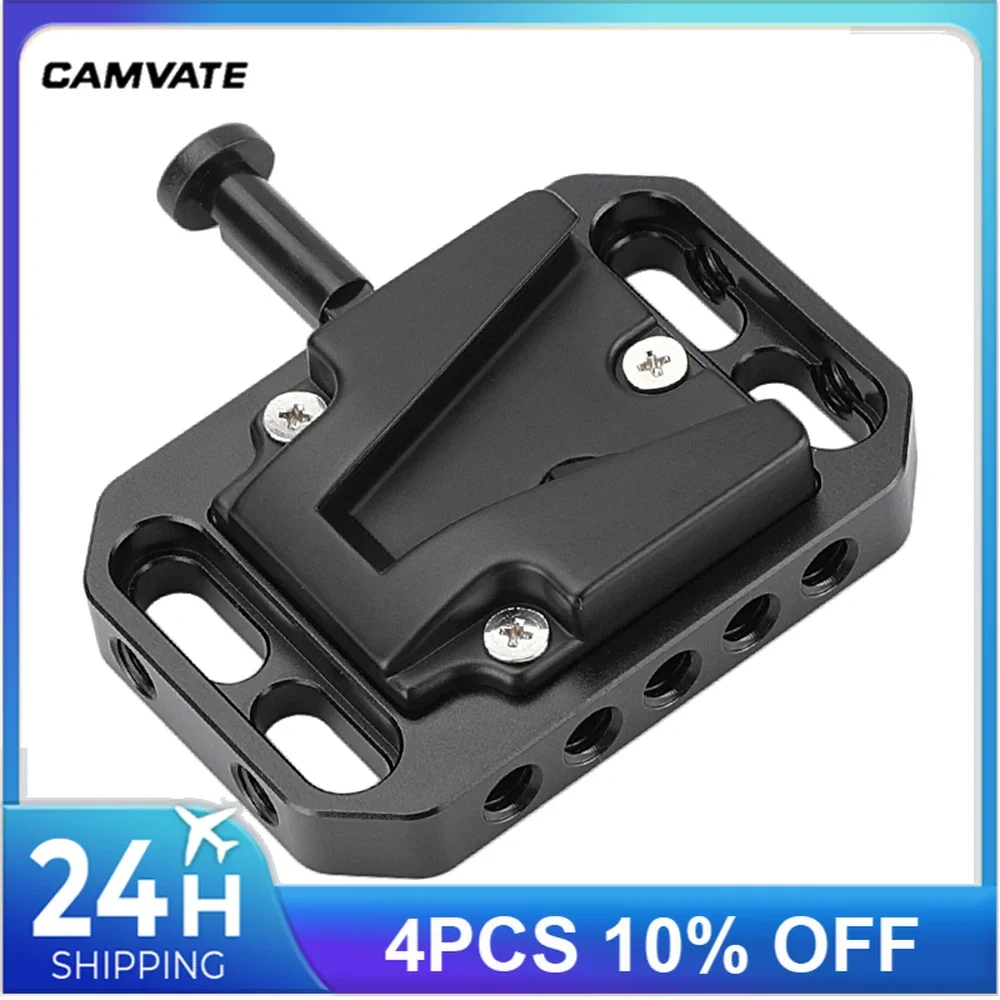 CAMVATE Mini V Lock Mount Female Adapter Quick Release With 1/4"-20 Mounting Slots For DSLR Camera Battery Mounting/ Disassemble