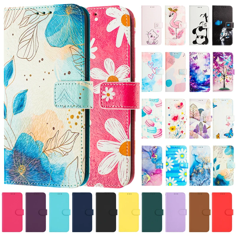 Luxury Flip Leather Wallet Case with Floral Design