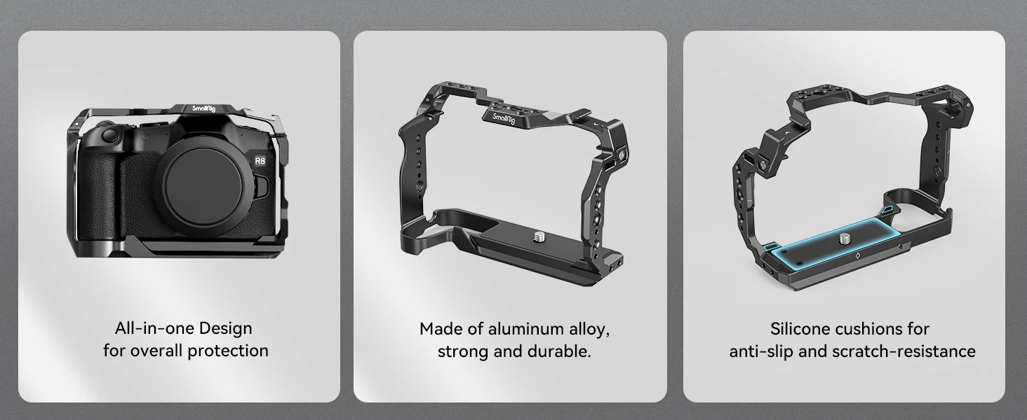 R8 Camera Cage for Canon EOS R8 with Arca Swiss Quick-Release Plate for DJI Gimb