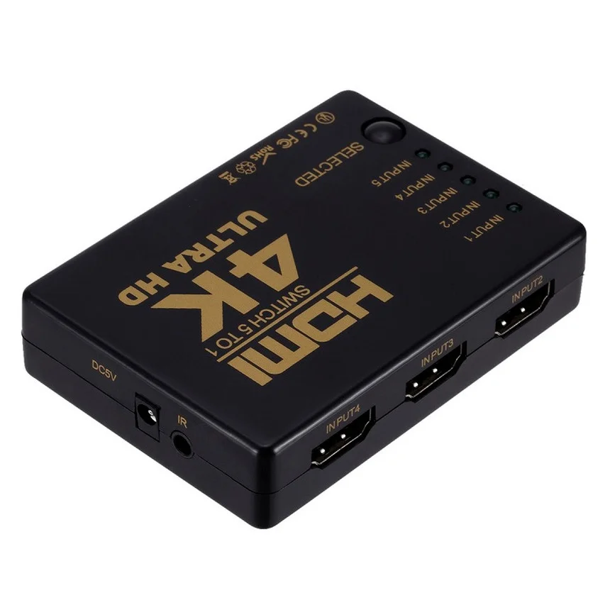 HDTV DVD ڽ HDSwitcher IR   HDMI ȣȯ ġ, 5 Ʈ, 3D 1080p, 4k ñ, ø , 5 in 1 Out