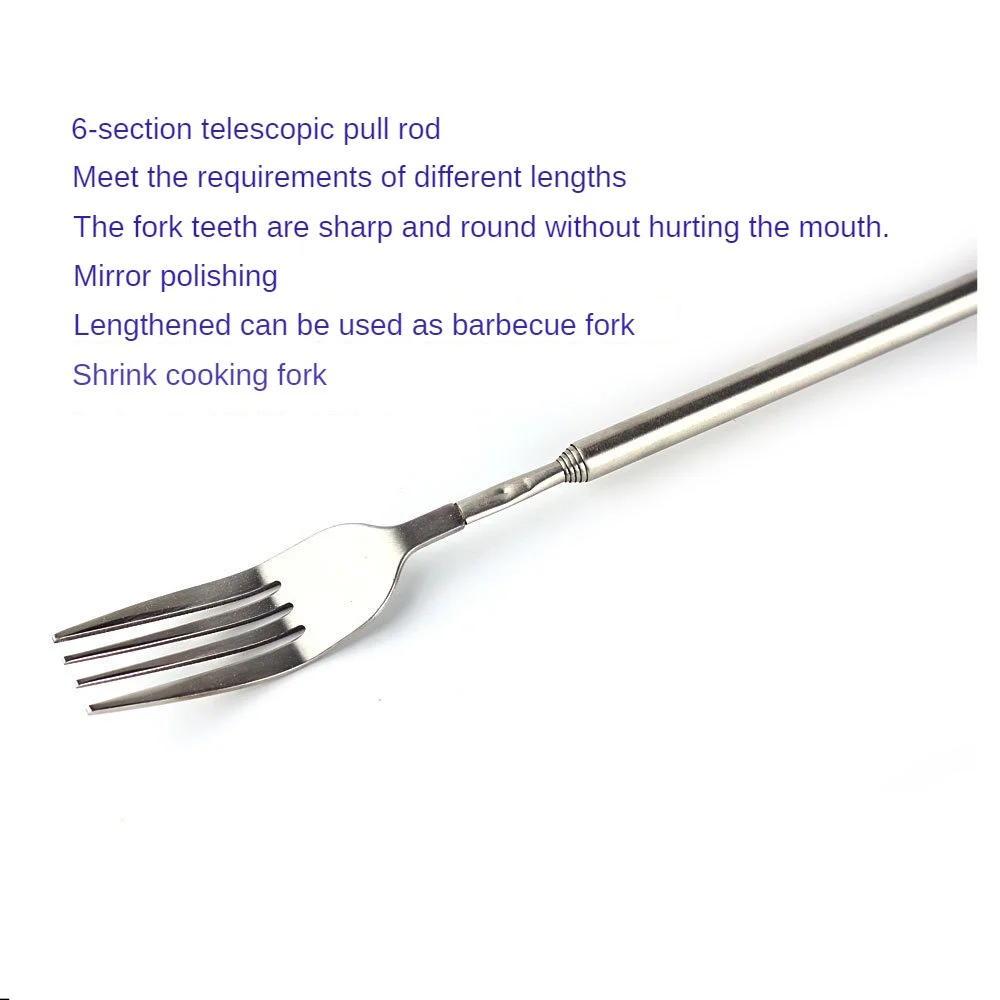 Portable Modern Collapsible Fork Retractable Grill Tool Outdoor Need Tableware Metal expandable fork portable cutlery