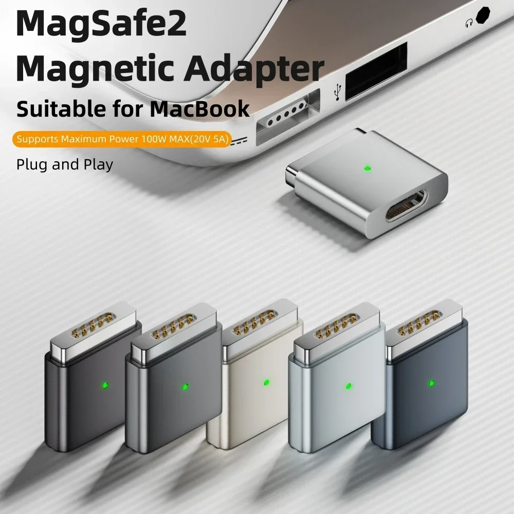 2025 New Type-C to Magsafe 2 Adapter,Support PD 100W Magnetic Charging Converter T-Head for MacBook Air/Pro,Safe & Fast Charging