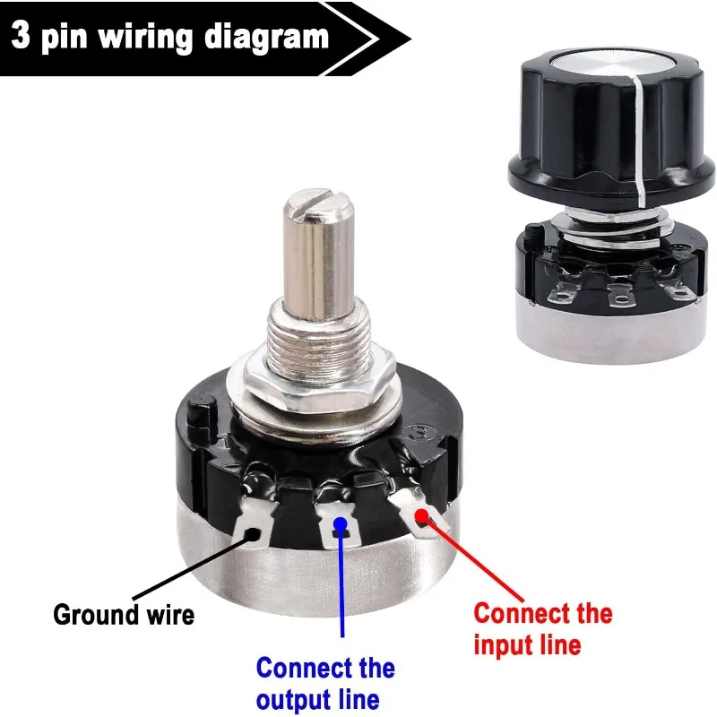 RV24YN20S 2Sets Carbon Film Potentiometer 1K 2K 5K 10K 20K 50K 100K 200K 250K 1M Ohm Single Rotary Taper With A03 Knob With Dial