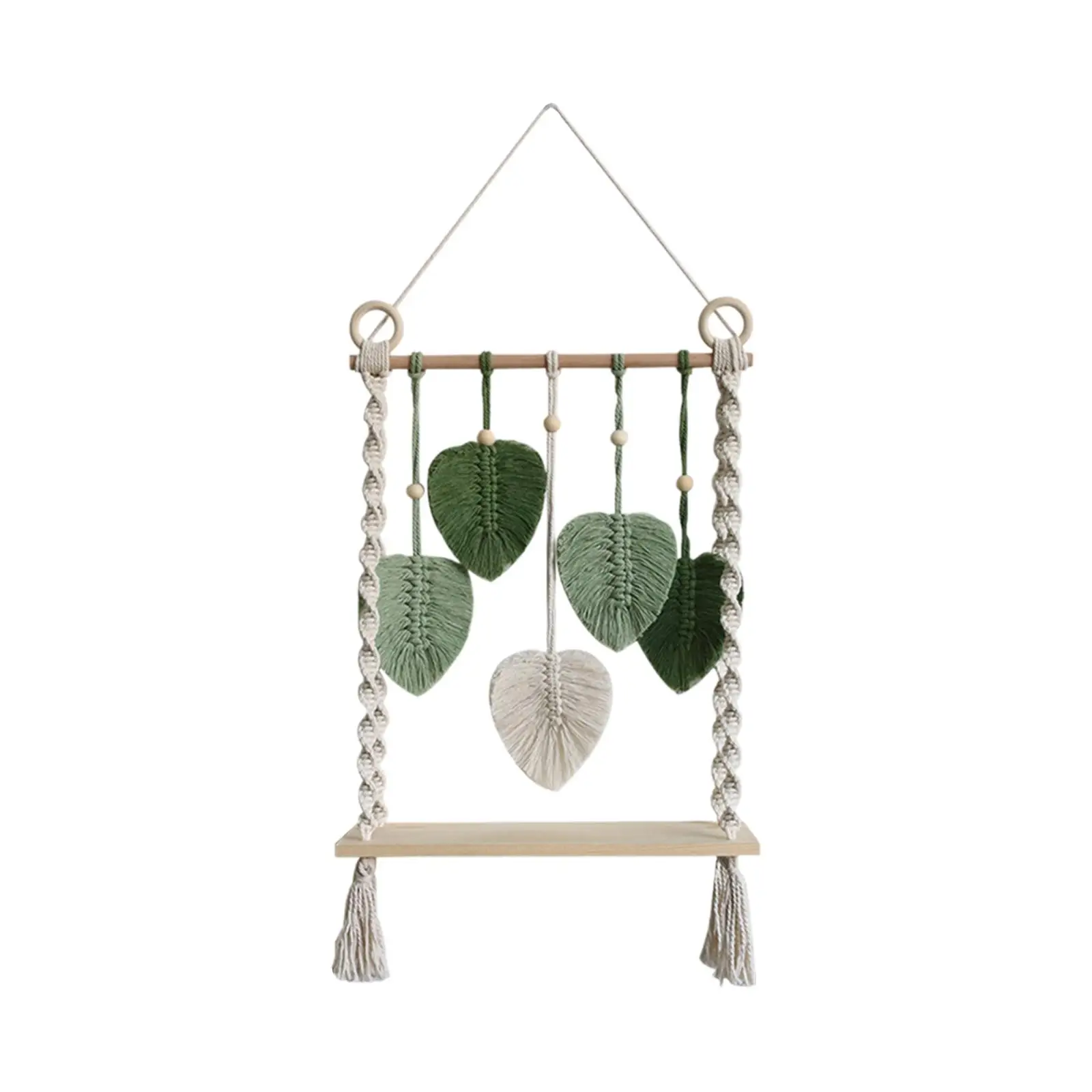 Macrame Wall Hanging Tapestry Wall Art Decoration Backdrop Modern Wooden Floating Shelf Plant Shelf Planter Rack Stand Holder