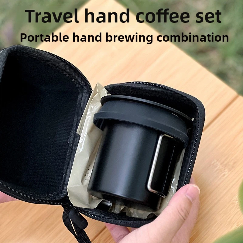 Hand Brewed Coffee Set Travel Car Camping, Portable Silicone Capsule Coffee Machine Slag-separated with Filter Paper Outdoor