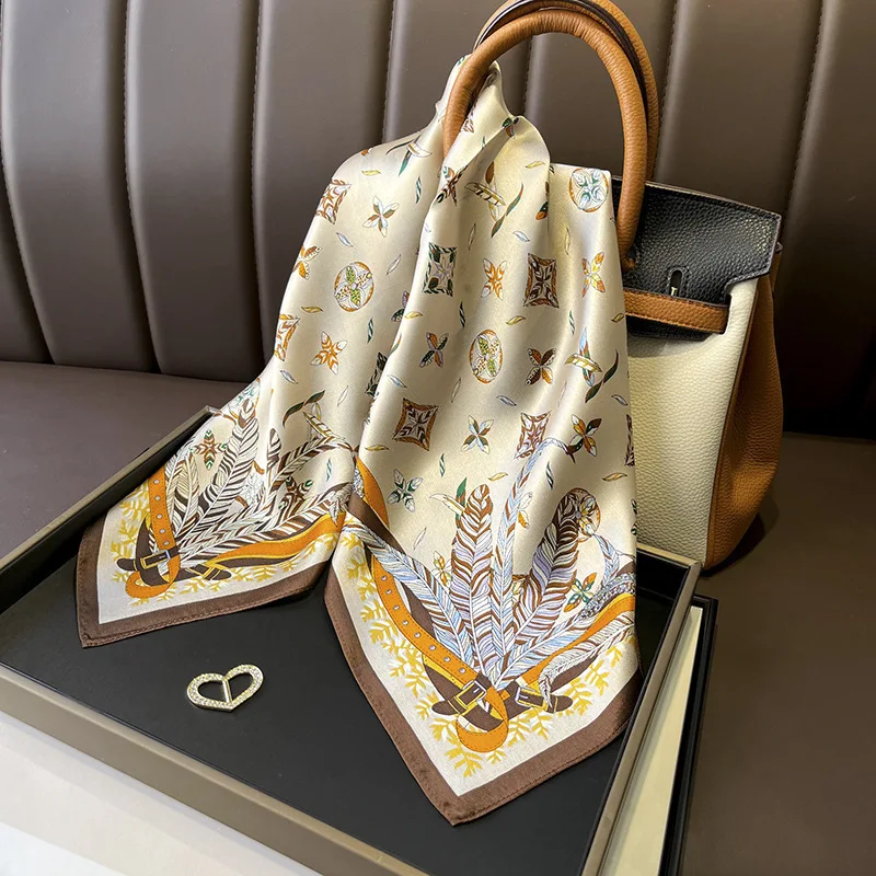 

New Women's Thin Mulberry Silk Versatile Simple 70cm Square Scarf