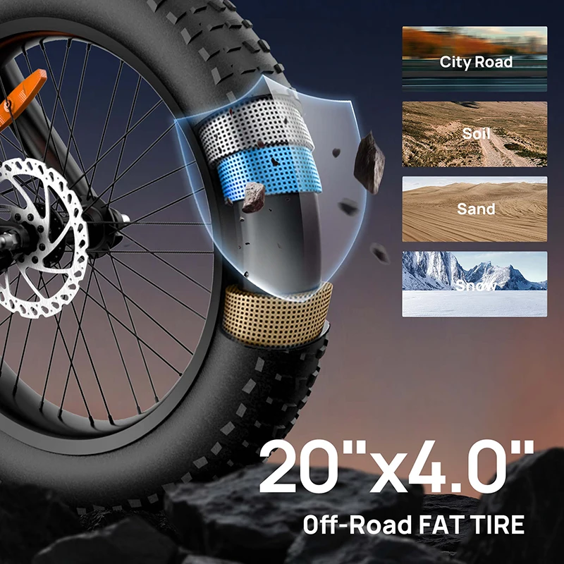URLIFE T2 All-Terrain-Elektrofahrrad für Erwachsene, 48V15.6AH Akku, 20 Zoll Reifen, E-Bike für den Stadtverkehr – Detail 5