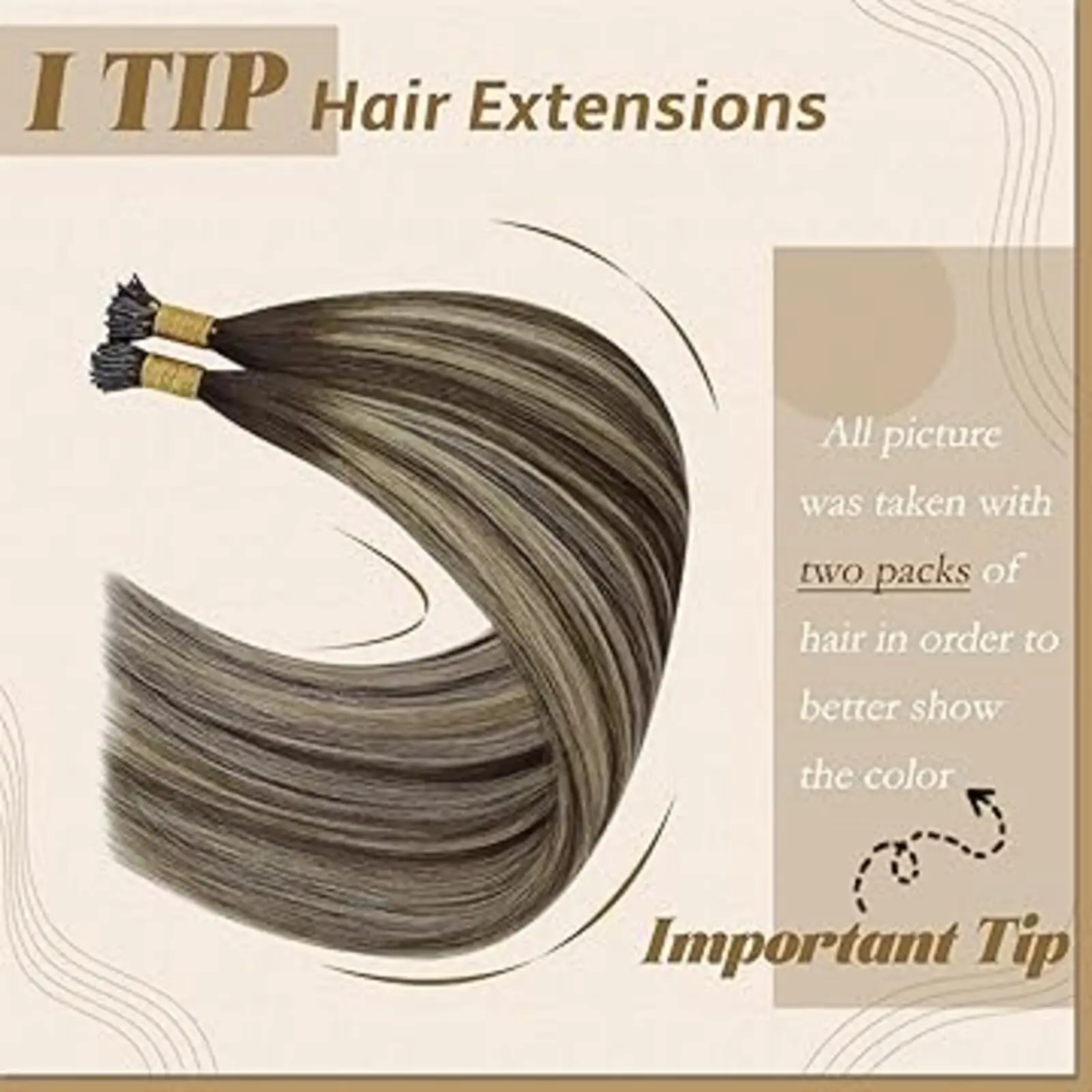 [Customers Favorite] YoungSee I Tip Extension Real Human Hair Fusion Hair Extensions Balayage Color 16-22Inches 50G