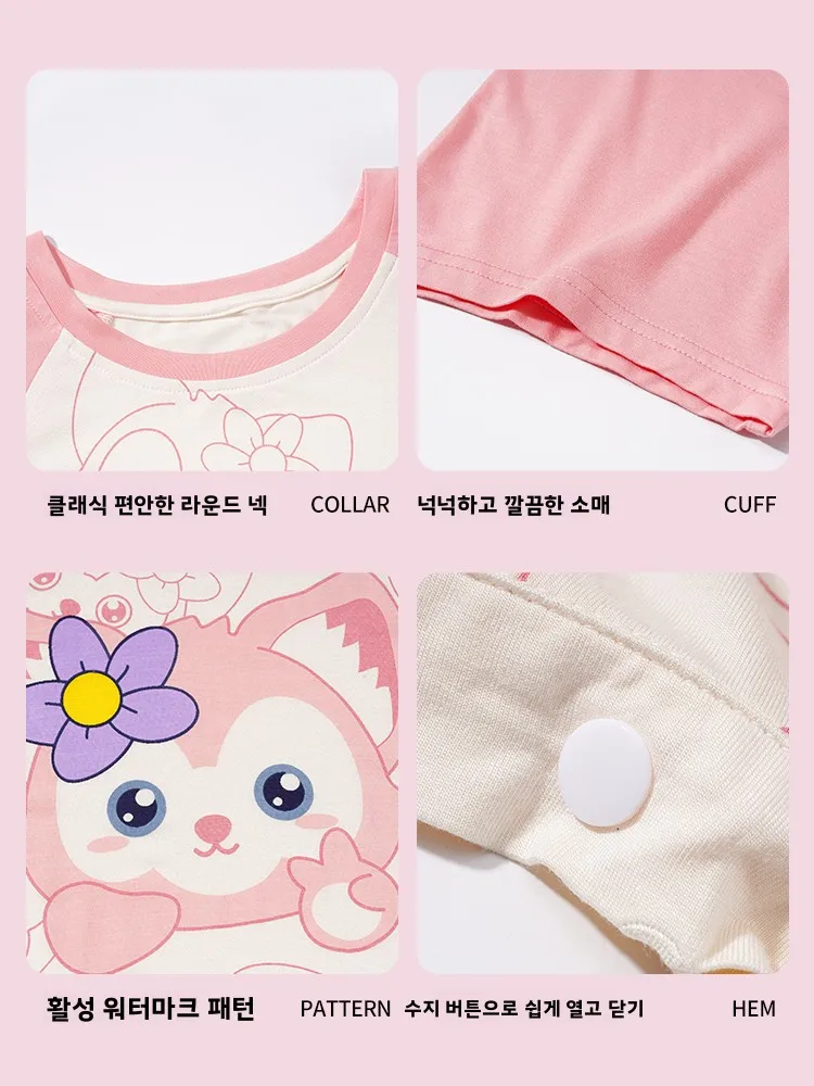 여아 여름 모달 안티킥 수면복 드레스 얇은 면 원지 파자마 아동 홈웨어 편안하고 통기성 좋은 땀 흡수 기능