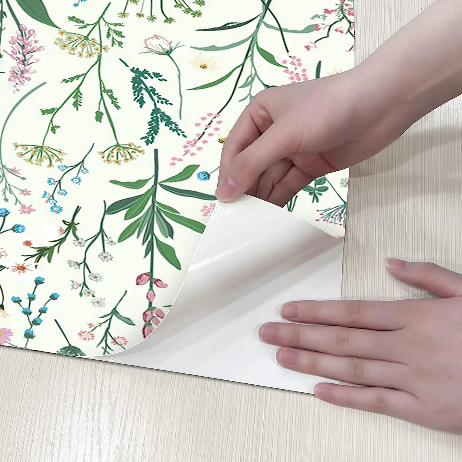 꽃 껍질과 스틱 벽지 비닐 벽지 수채화 꽃 자체 접착 벽지 비닐 필름 방수 접촉 용지