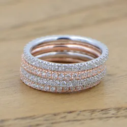 Elegant Rose Gold and Silver Rings for Women - Classic S925 CZ Wedding Jewelry (Silver)