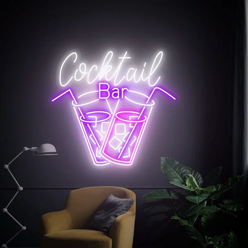 

Cocktail Bar Led Neon Sign Custom Led Neon Signs for Club Bar Living Room Wall Decoration Cocktails Neon Light Bar Party Decor