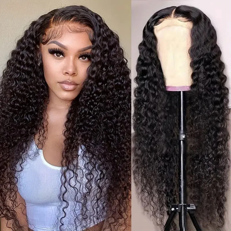 

Easy Wear and Go Wig 4x4 Pre-Cut HD Lace Closure Wig 180% Human Hair Wig For Women Transparent Deep Wave Lace Front Wig