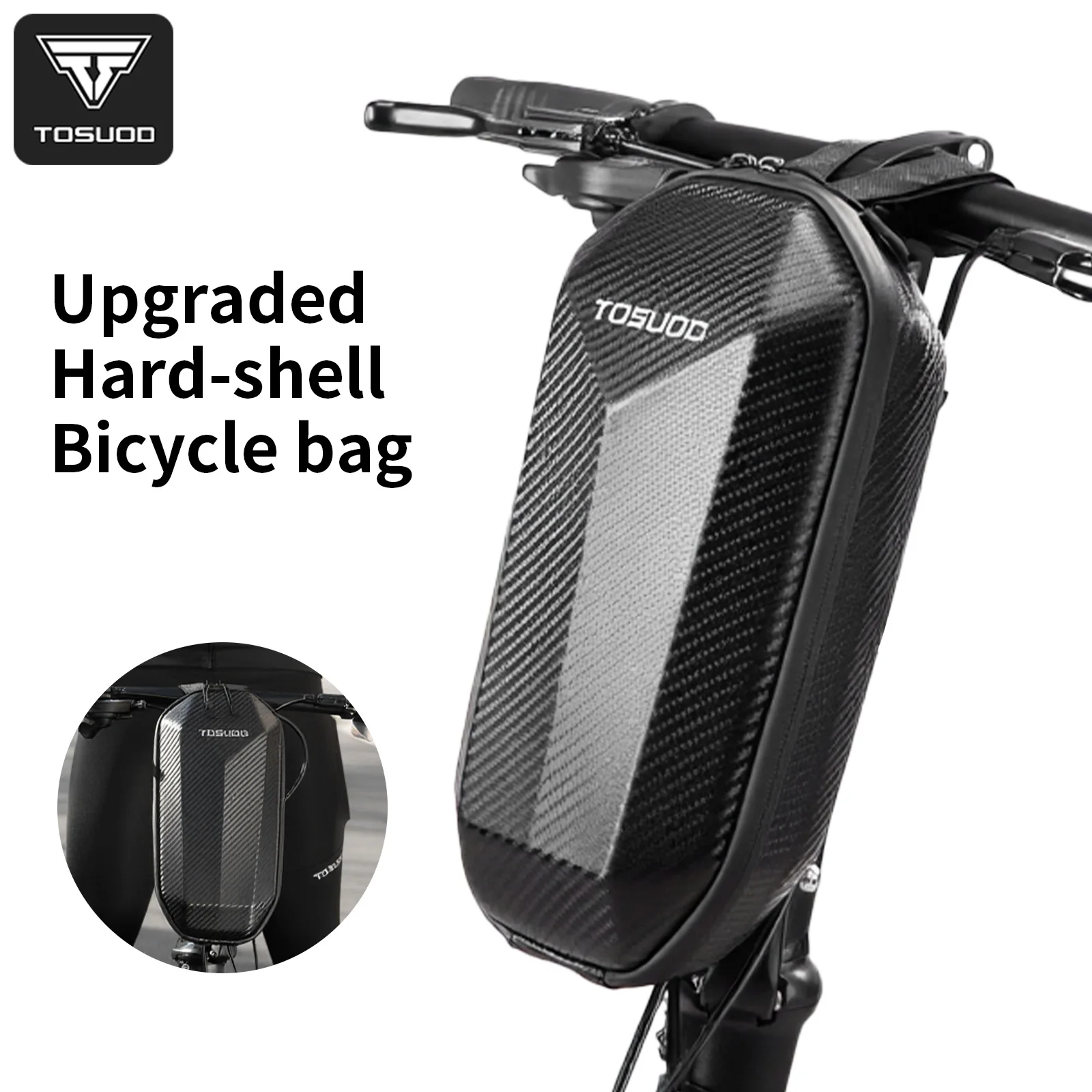 TOSUOD Borsa da manubrio per bici Borsa per scooter elettrico portatile con guscio rigido Borsa da bicicletta impermeabile con cerniera da 4 litri