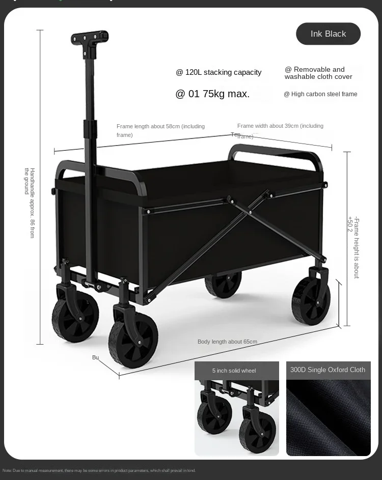 Foldable Trolley on Wheels Camping Trolley Cart Transport Trolleys Chariot Pliant Electric Bike Folding Cargo Cart