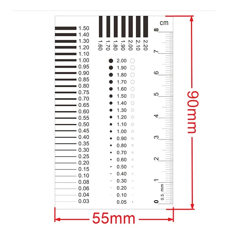 Film ruler Measuring Pass Badge Gauge Stain Card Point Gauge Wire Transparent Film Ruler Stain Crack Contrast Ruler