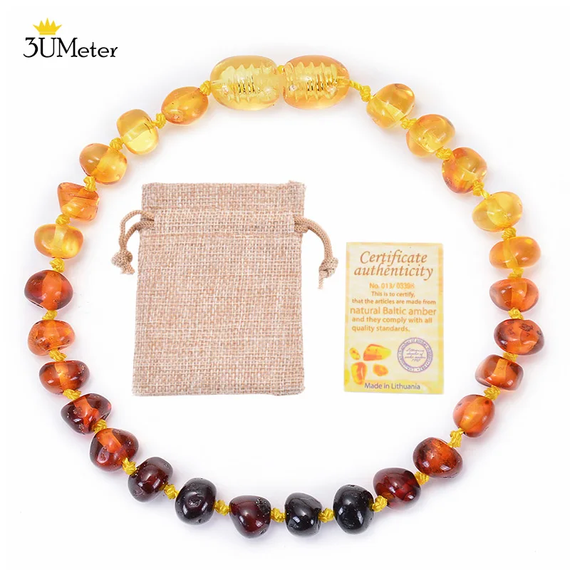 

2024 New Natural Baltic Amber Beads Bracelet Hand-Assembled Genuine Ambers Teething Bracelets Certified Jewelry Gift for Baby