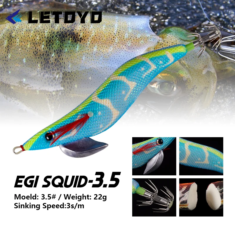 LETOYO 폼 솔리드 PP 오징어 지그 3.5, 발광 에기 루어, 오징어 낚시 용품, 고감도 오징어 미끼, 140mm, 22g LETOYO 폼 솔리드 PP 오징어 지그 3.5, 발광 에기 루어, 오징어 낚시 용품, 고감도 오징어 미끼, 140mm, 22g