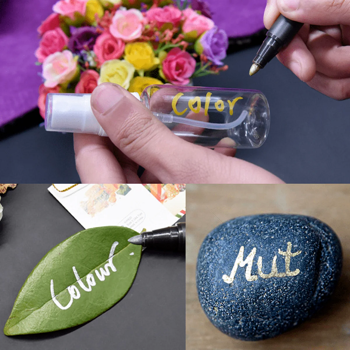 10pcs Waterproof Metallic Marker Pens, Ideal For Black card, Rock Wood, Metal, Plastic, Glass, Canvas, Ceramic, Notebook, DIY 5