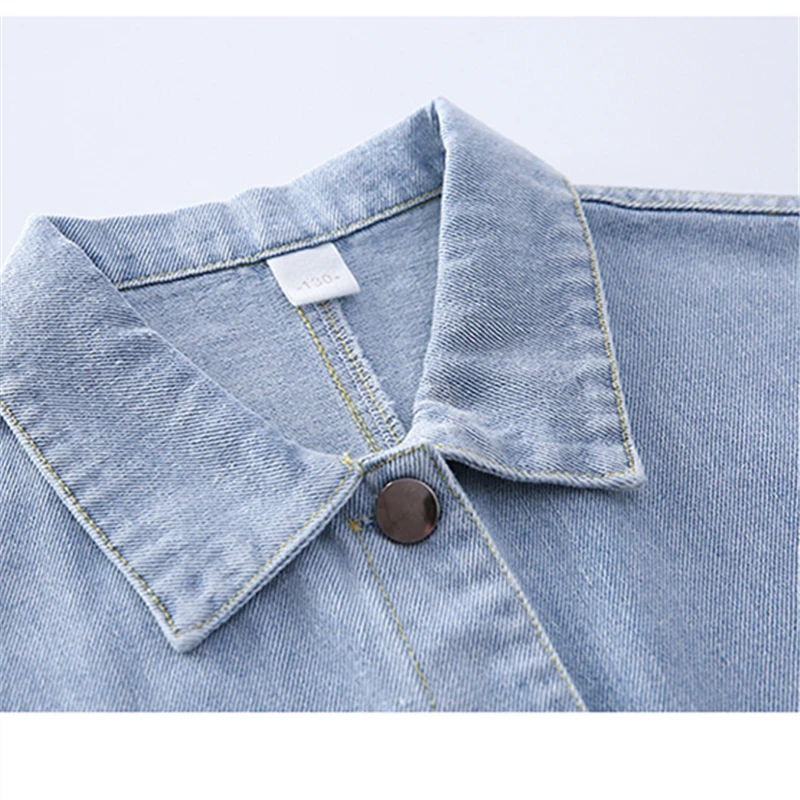 간단한 세련된 어린이 클래식 데님 조끼 소년 소녀를위한 주머니가있는 캐주얼 봄 민소매 자켓 어린이 학교 양복 조끼