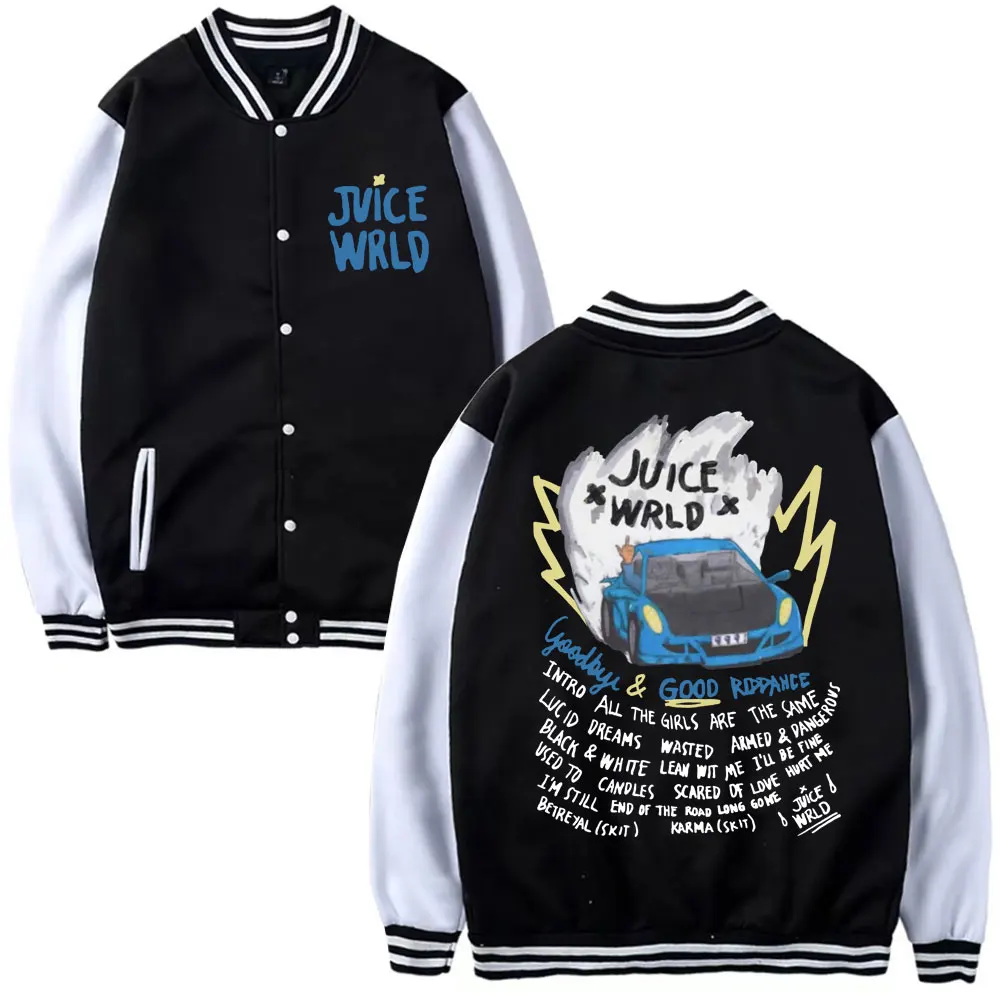 

Rapper Juice Wrld Pullover Baseball Jacket Men Women Casual Oversized Baseball Uniform Hip Hop Fashion Patchwork Baseball Coats