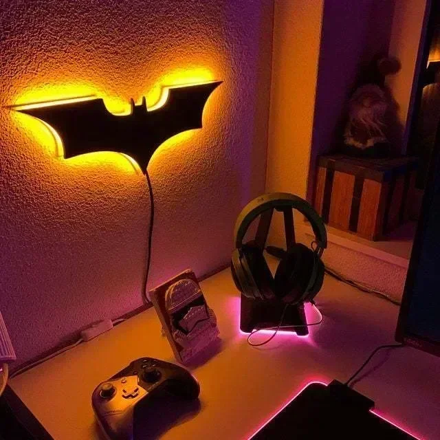 Newest 40cm Cool LED Wall Lights with Wireless Remote Control and Color Change Bat Shape Bedside Light Atmosphere Logo Lamps Hot