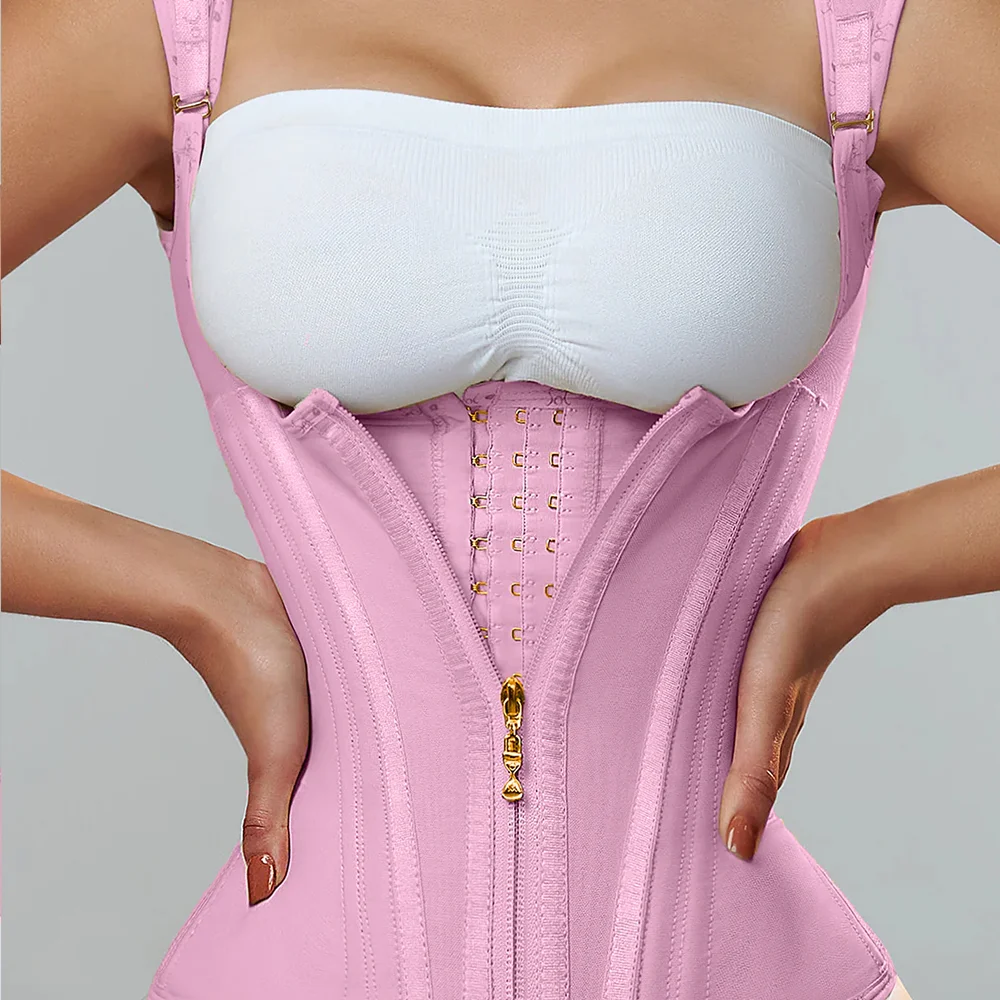 Fajas Colombians Girdles With Row Buckle and Zipper Postpartum Corset Waist Trainer Body Shaper For Women Sexy Shaping Curve corset wide pu leather slimming body belts for women elastic high waist strap stretch shaping girdle cinto sobretudo femme fajas