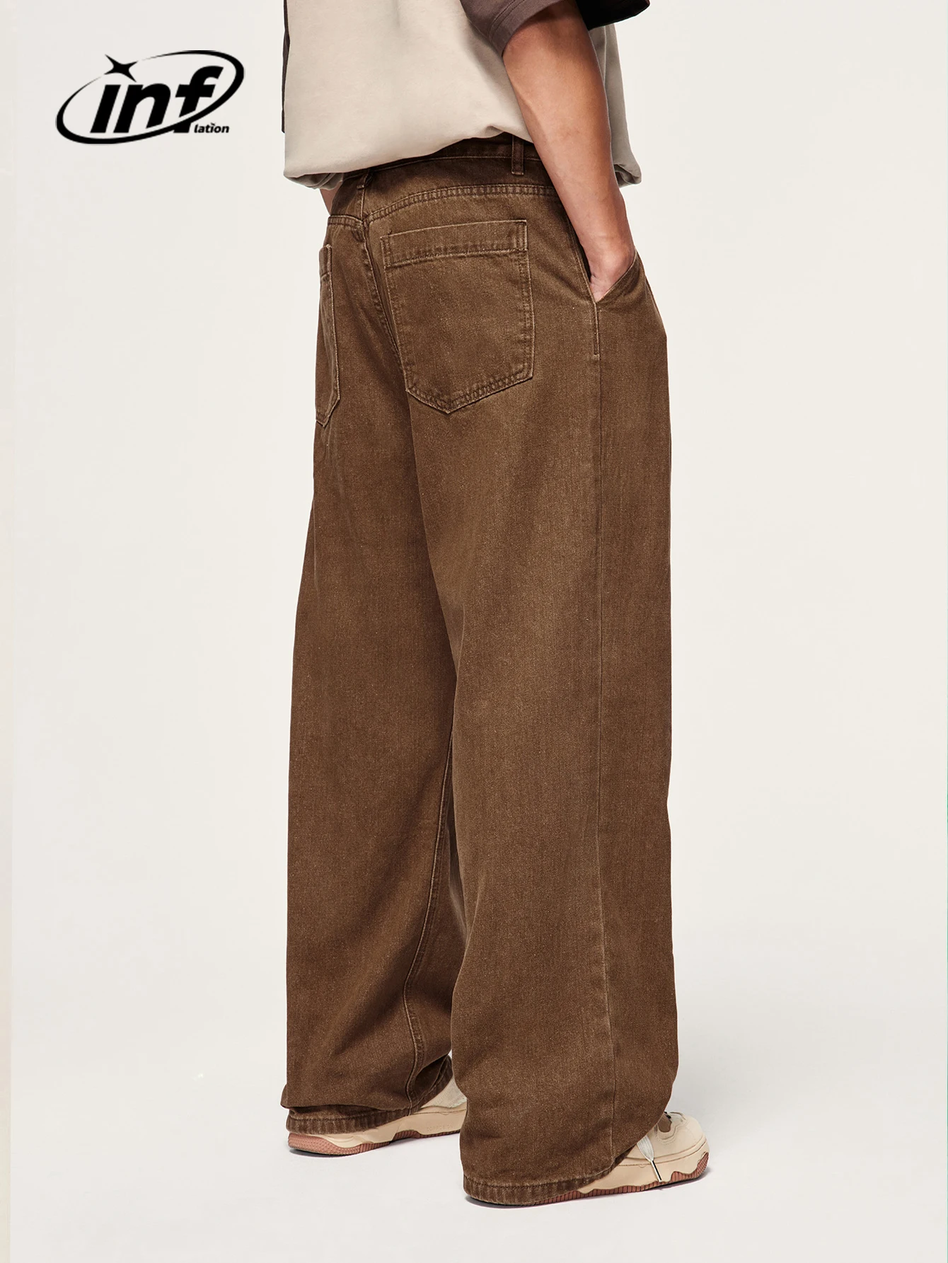 Brown Retro Washed Denim Pants Unisex Classic Straight Leg Jeans Male Trouesr Plus Size denim pants denim trousers