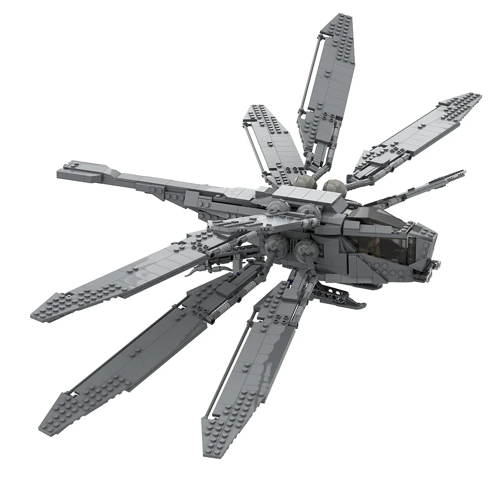 Moc Dune 2021 Ornithopter Black Flying Fighter Building Blocks Set Movie Desert Military Dragonfly Fighter Model Bricks Giocattolo Per Bambini