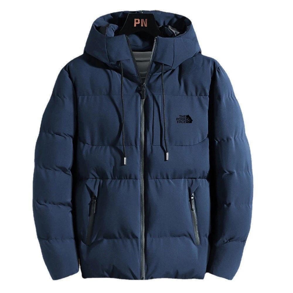 New men's down cotton jacket jacket thickened winter outdoor leisure hooded tide warm cotton jacket jacket_voghion.com